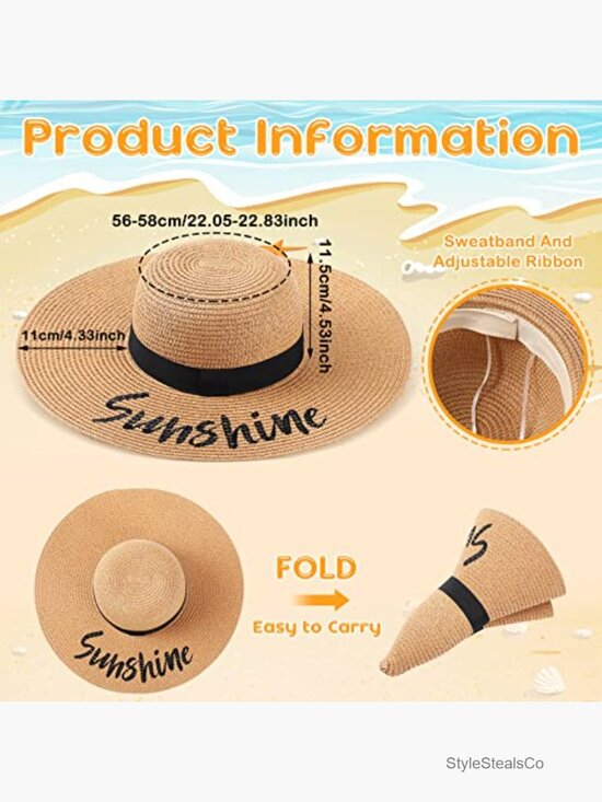 6 Pack Floppy Straw Sun Hats for Women Foldable Travel Beach Hat main image 6